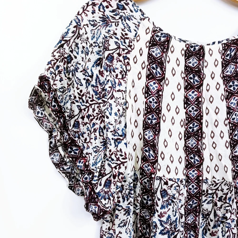Free People Boho Floral Print‎ Gauzy Crop Top